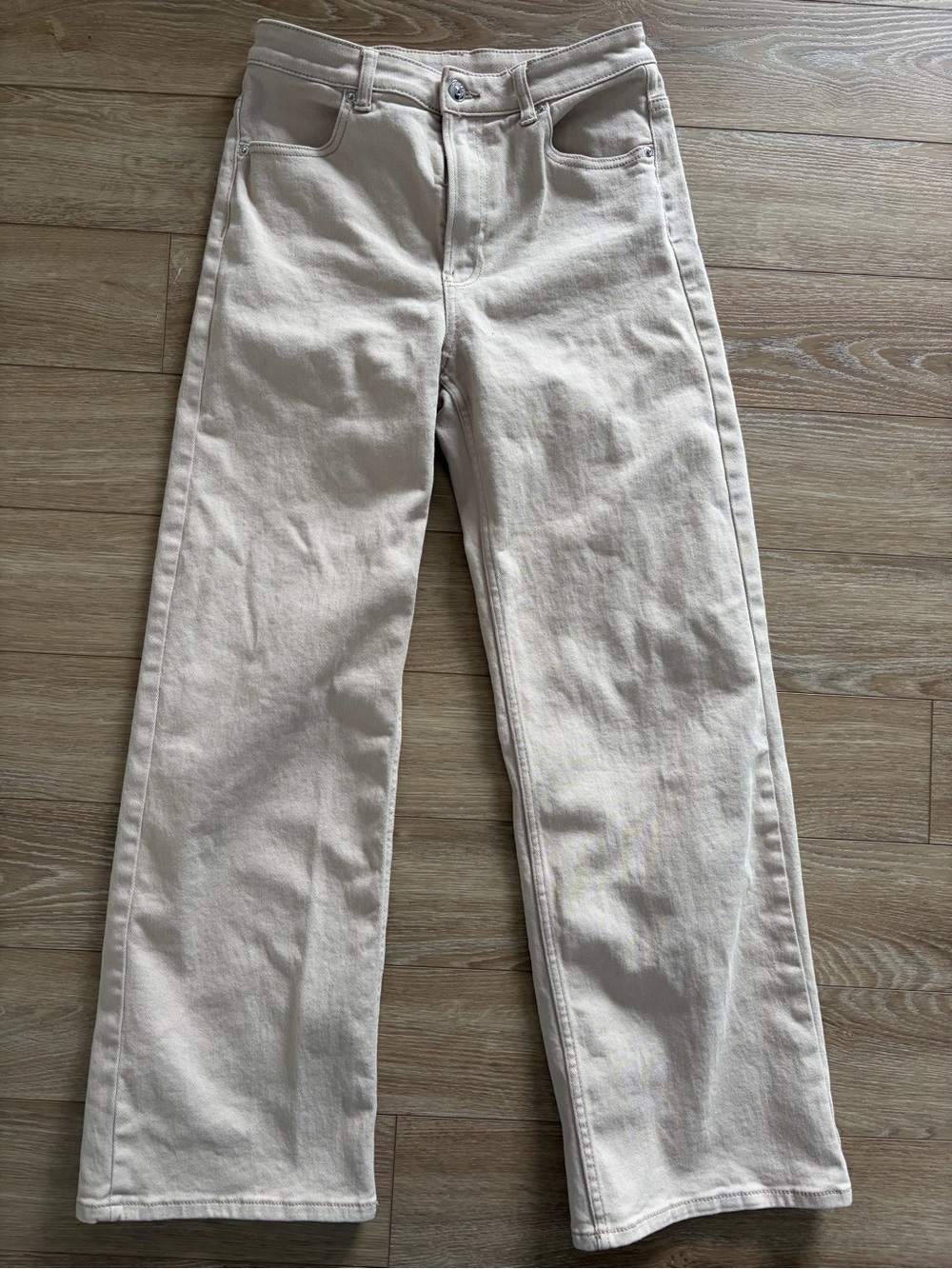 H&M wide leg high waist jeans in beige